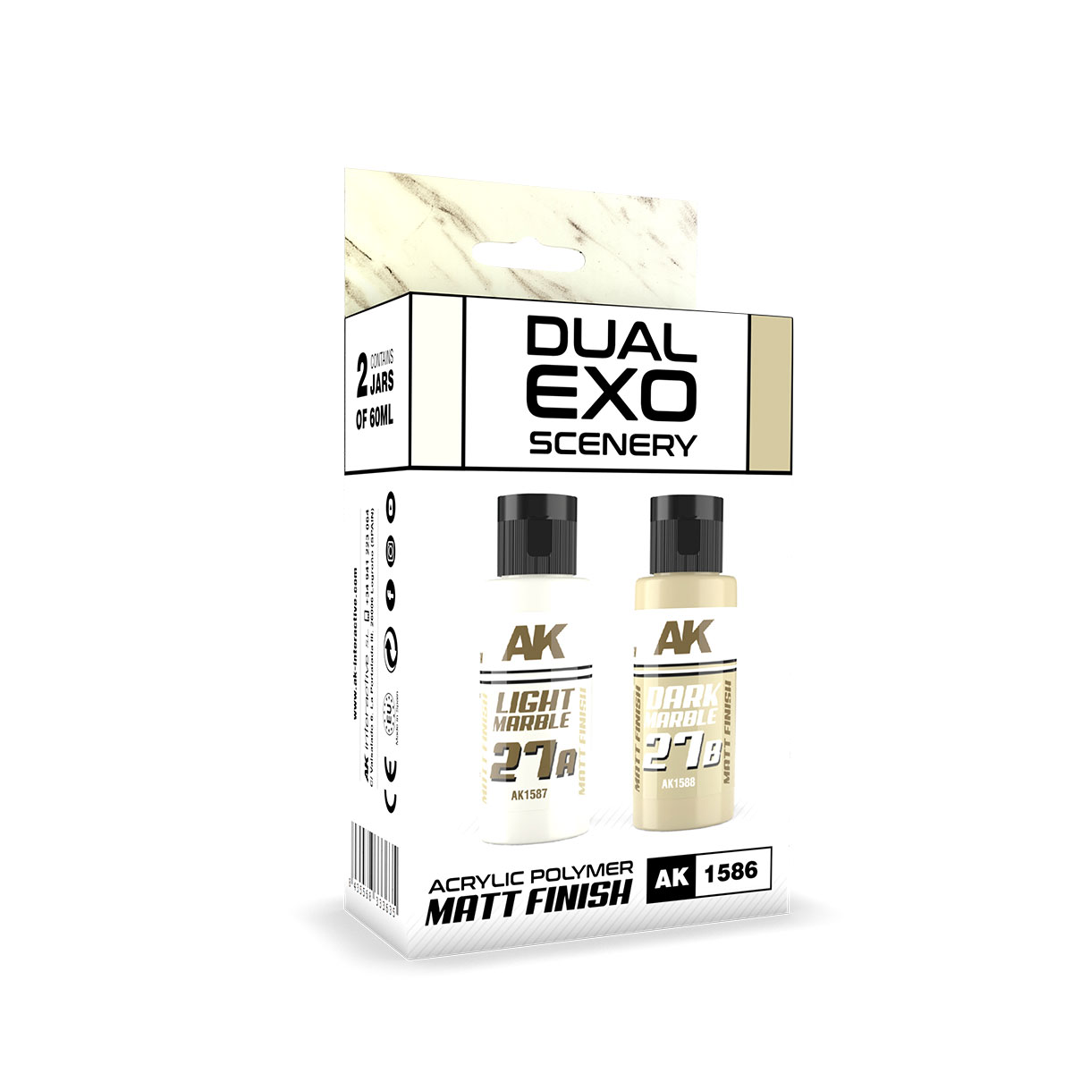 Dual Exo Scenery: Light Marble & Dark Marble Acrylic Paint Set 60ml Bottles