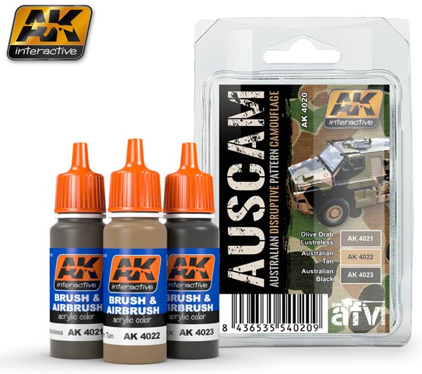 AFV Australian Camouflage Colors Acrylic Paint Set (3 Colors) 17ml Bottle