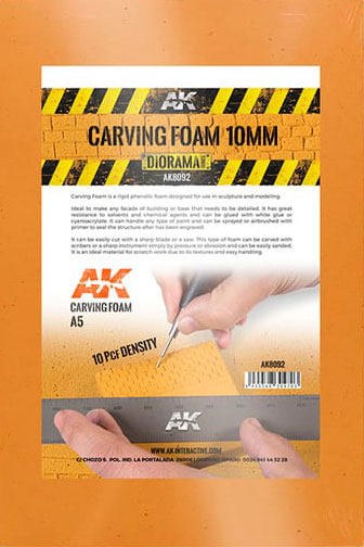 AK Interactive Carving Foam 10mm - A5 Size (9 x 6 x .4in)