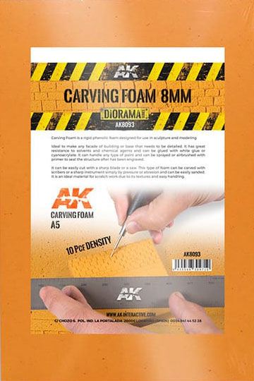 AK Interactive Carving Foam 8mm A5 Size (6 x 9 x .3in)