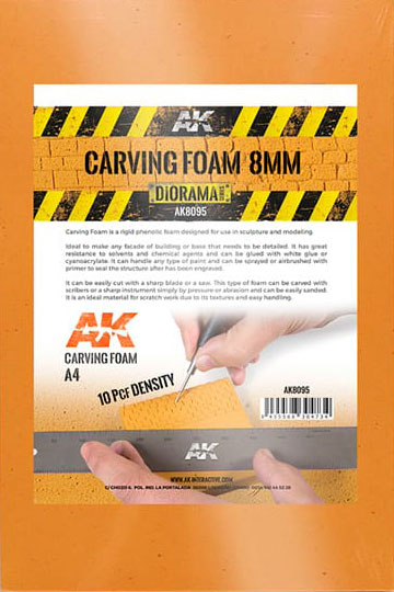 AK Interactive Carving Foam 8mm A4 Size (9 x 12 x .3in)