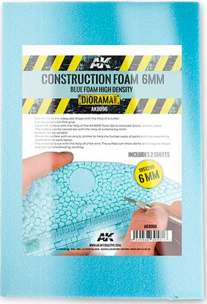 AK Interactive Construction Foam 6mm - Grey Foam (7.6 x 11.6 x .25in)