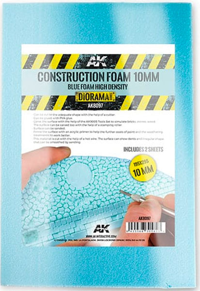 AK Interactive Construction Foam 10mm - Grey Foam (7.6 x 11.6 x .4in)