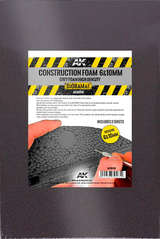 AK Interactive Construction Foam 6 & 10mm - Grey Foam (7.6 x 11.6)