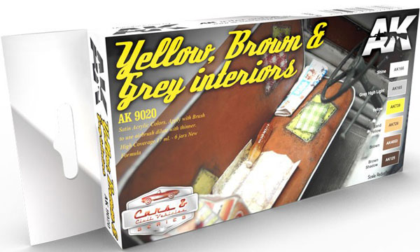 Cars & Civil Vehicles Series: Yellow, Brown & Grey Interiors Acrylic Paint Set (6 Colors)