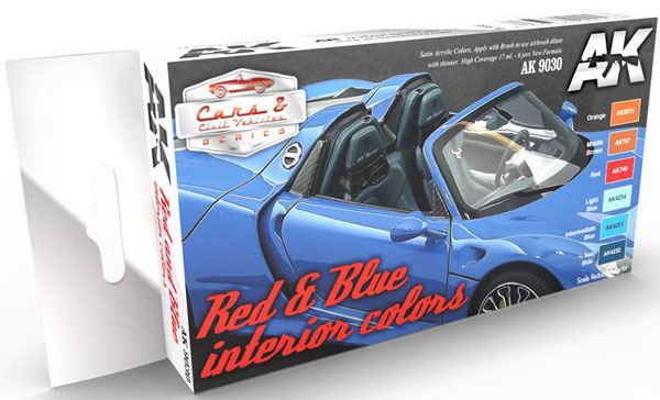 Cars & Civil Vehicles Series: Red & Blue Interiors Acrylic Paint Set (6 Colors)