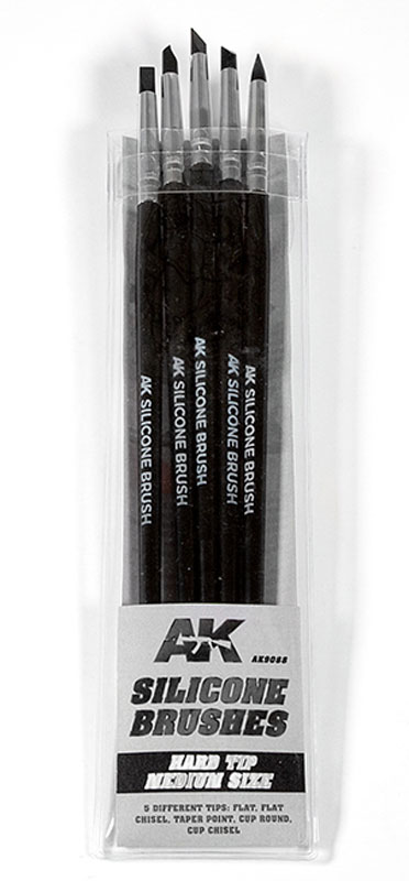 AK Interactive Hard Tip Medium Size Silicone Brushes