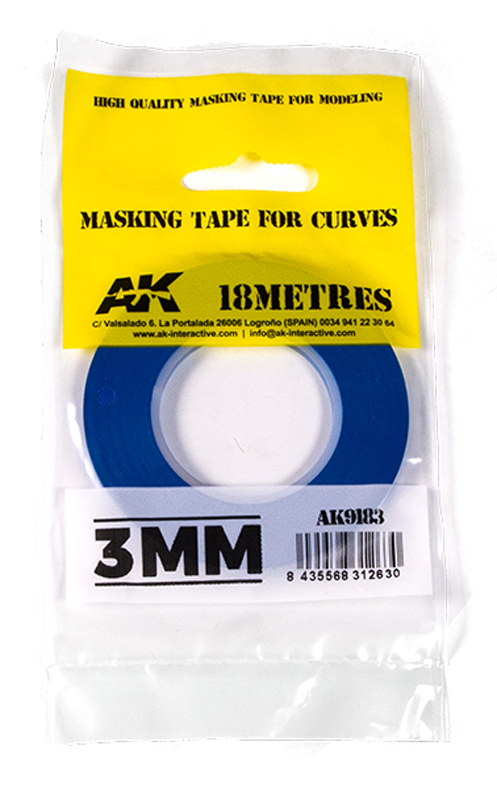 AK Interactive Blue Masking Tape for Curves - 3mm