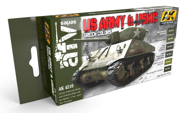 US Army & USMC Green Colors Acrylic Paint Set (6 Colors) 17ml Bottles