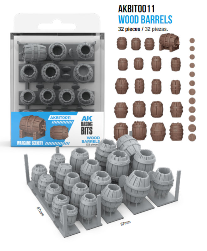 AK Interactive Basing Bits Wood Barrels