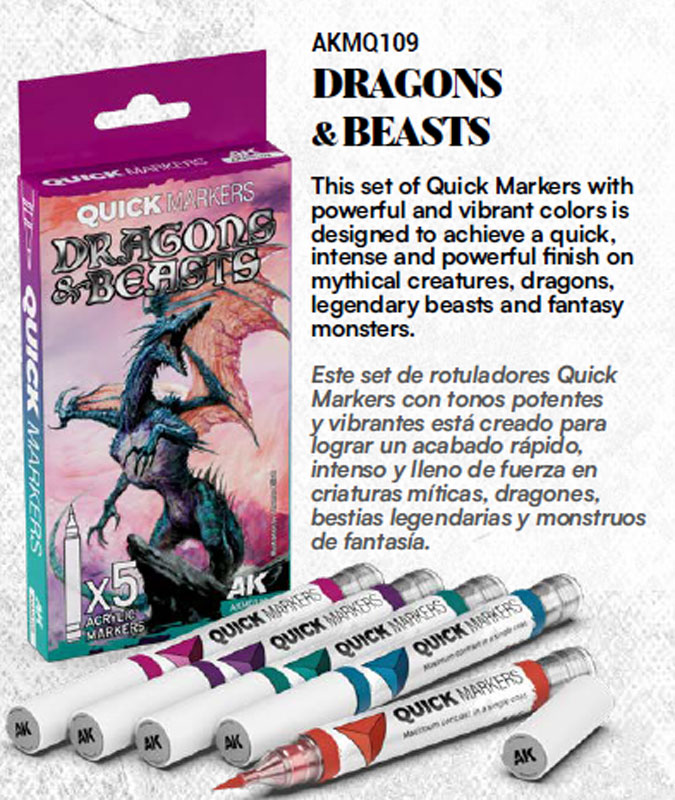AK Interactive Quick Markers Dragons & Beasts Set