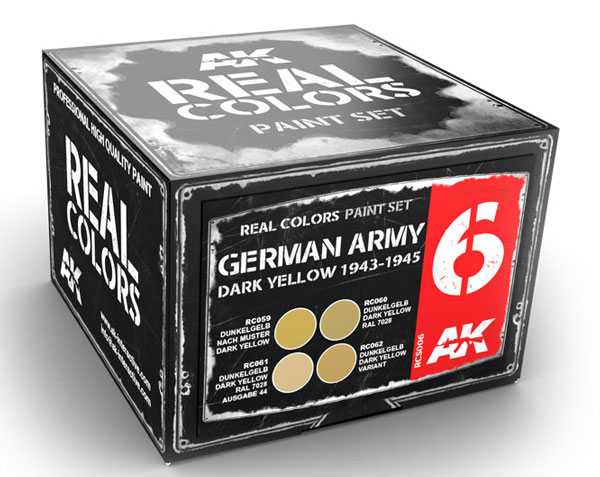 Real Colors: German Army Dark Yellow 1943-1945 Acrylic Lacquer Paint Set (4) 10ml Bottles