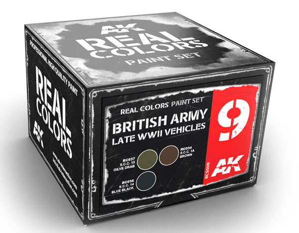 Real Colors: British Army Late WWII Vehicles Acrylic Lacquer Paint Set (3) 10ml Bottles