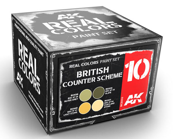 Real Colors: British Counter Scheme Acrylic Lacquer Paint Set (4) 10ml Bottles