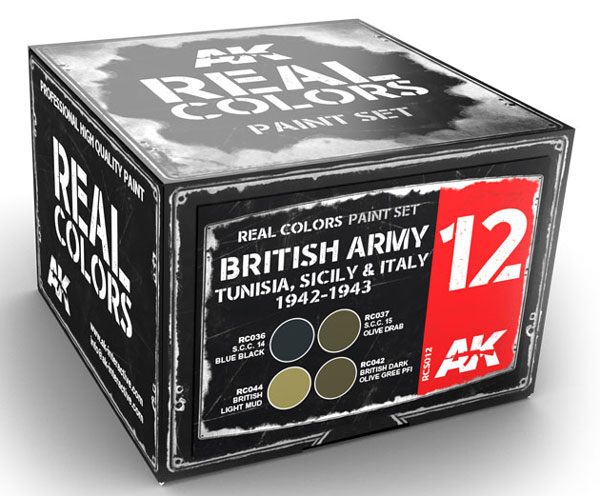 Real Colors: British Army Tunisia, Sicily & Italy 1942-1943 Acrylic Lacquer Paint Set (4) 10ml Bottles