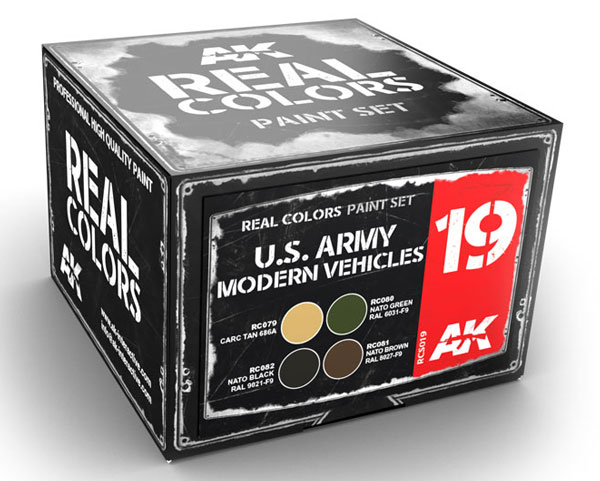 Real Colors: US Army Modern Vehicle Acrylic Lacquer Paint Set (4) 10ml Bottles