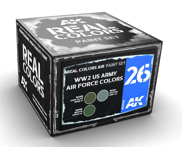 Real Colors: WW2 USAAF Colors Acrylic Lacquer Paint Set (3) 10ml Bottles