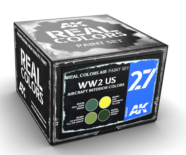 Real Colors: WW2 US Aircraft Interior Colors Acrylic Lacquer Paint Set (4) 10ml Bottles