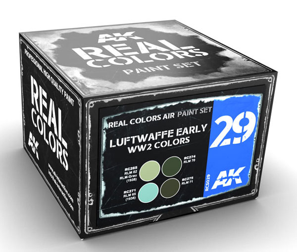 Real Colors: Luftwaffe Early WW2 Colors Acrylic Lacquer Paint Set (4) 10ml Bottles