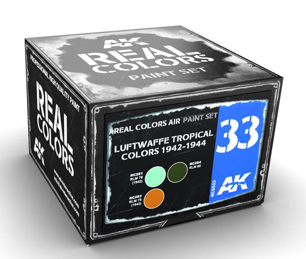Real Colors: Luftwaffe Tropical Colors 1942-1944 Acrylic Lacquer Paint Set (3) 10ml Bottles