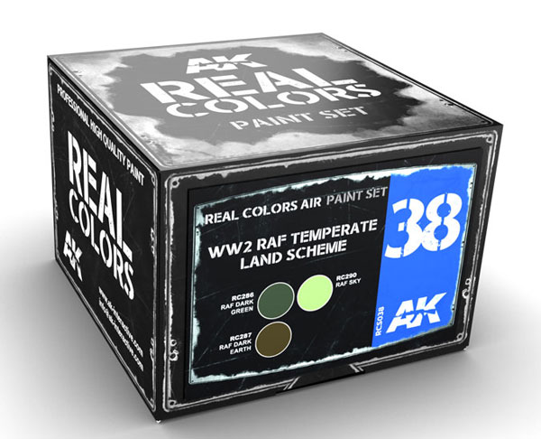 Real Colors: RAF Temperate Land Scheme Acrylic Lacquer Paint Set (3) 10ml Bottles