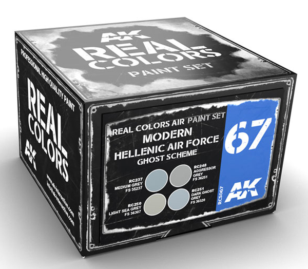 Real Colors: Modern Hellenic Air Force Ghost Scheme Acrylic Lacquer Paint Set (4) 10ml Bottles