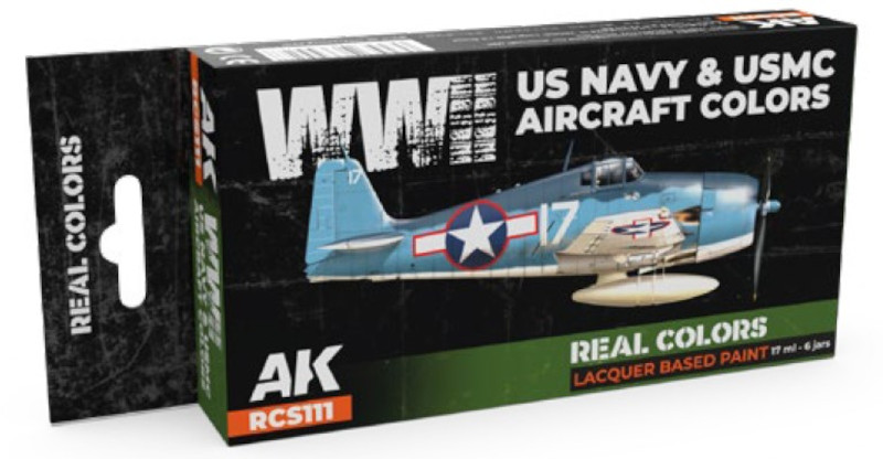 Real Colors: WWII US Navy & USMC Aircraft Acrylic Lacquer Paint Set (6) 17ml Bottles