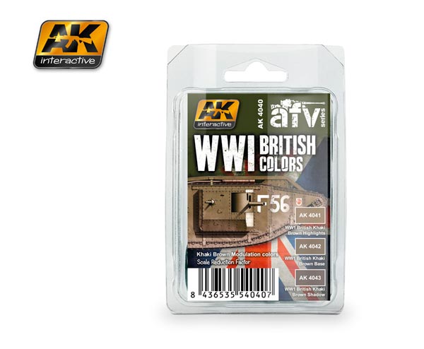 AFV WWI British Colors Khaki Brown Modulation Acrylic Paint Set (3 colors) 17ml Bottles