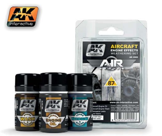 AK Interactive Pigment- Aircraft Engine Effects Weathering Set 35ml Bottles