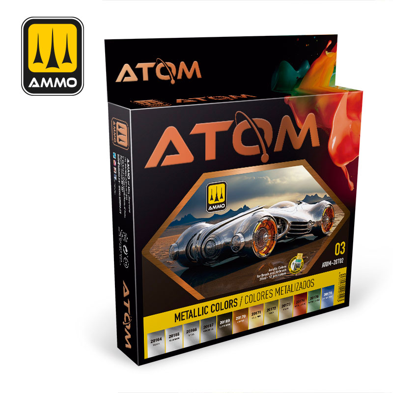 Ammo By Mig ATOM Acrylic Paint Set: Metallic Colors