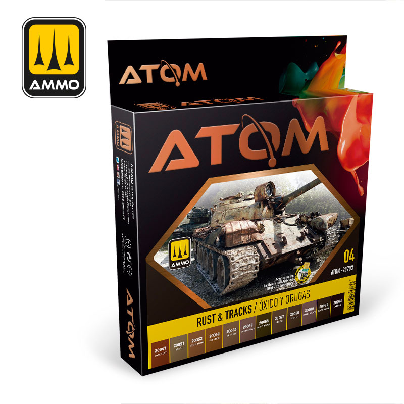 Ammo By Mig ATOM Acrylic Paint Set: Rust & Tracks Colors