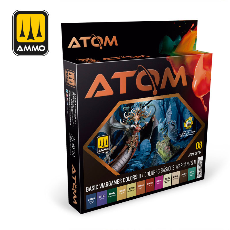 Ammo By Mig ATOM Acrylic Paint Set: Basic Wargaming Colors Set 2