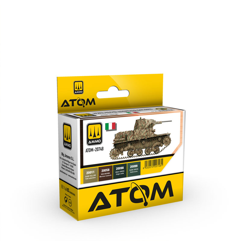 Ammo By Mig ATOM Acrylic Paint Set: WWII Regio Esercito Colors (4 Colors) 20ml Bottles