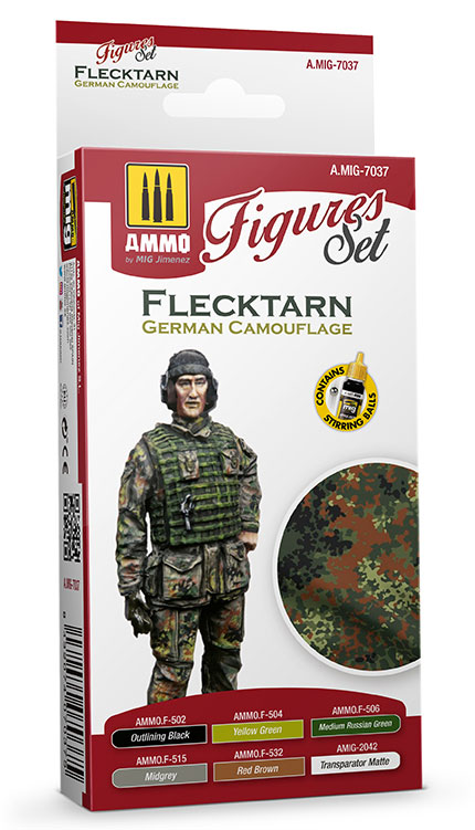 Acrylic Figures Paint Set: Flecktarn German Camouflage 