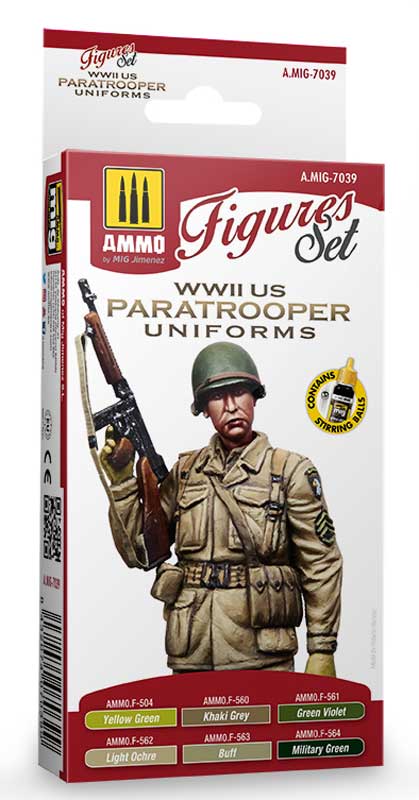 Acrylic Figures Paint Set: WWII US Paratrooper Uniforms