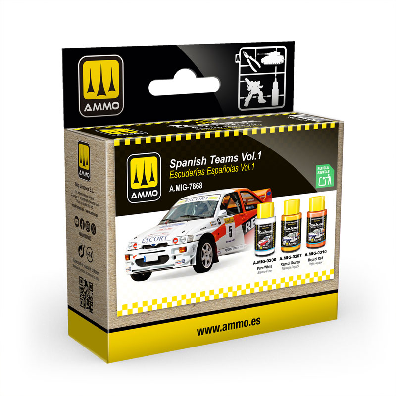 Ammo By Mig Cobra Motor Spanish Teams Colors Vol.1 Set (3 Colors) 30mL Bottles