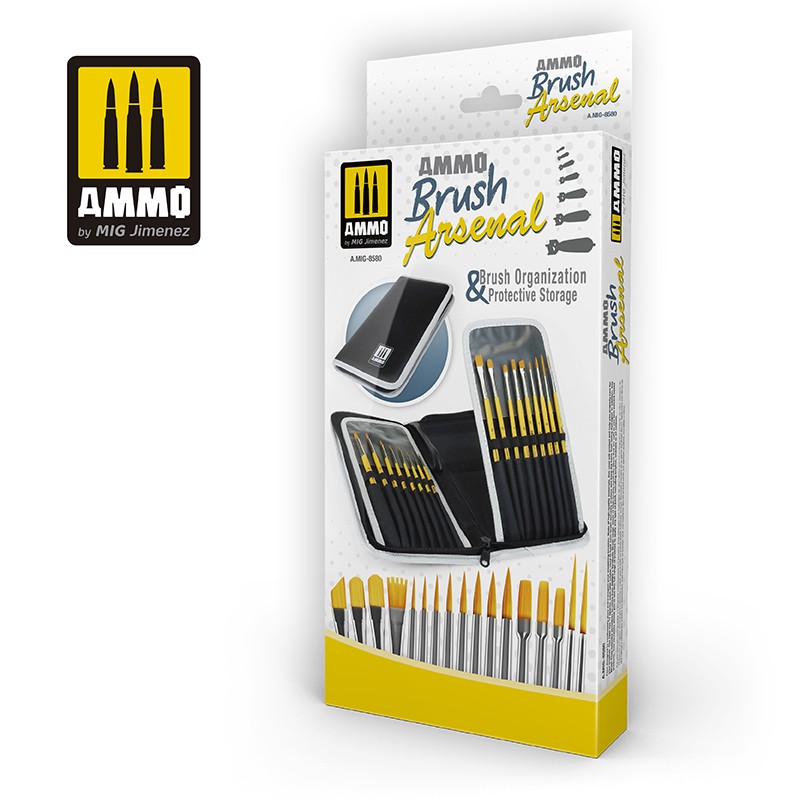 AMMO Brush Arsenal - Brush Organization & Protective Storage with 17 Brushes