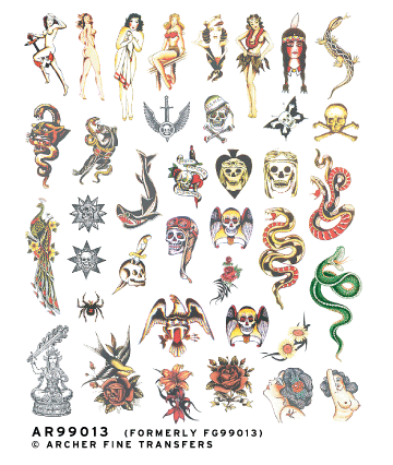 Traditional Old School Tattoos Mix #2 for 1/8 - 1/4 scale