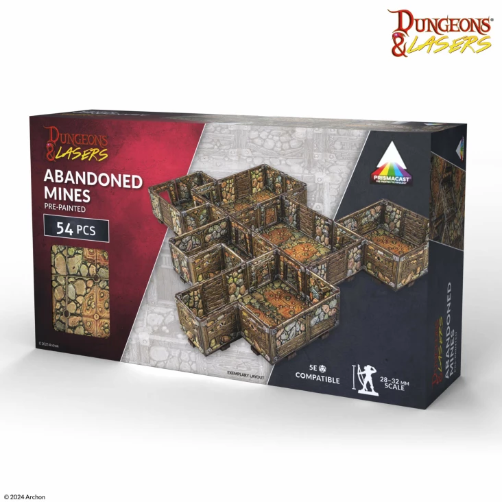 Archon Studio Dungeons and Lasers: Abandoned Mines Pre-Painted Walls & Terrain