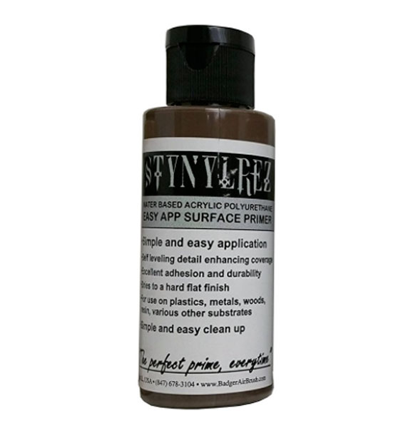 Michigan Toy Soldier Company : Badger - Stynylrez Water-Based Acrylic Primer  Ebony Flesh 4oz. Bottle