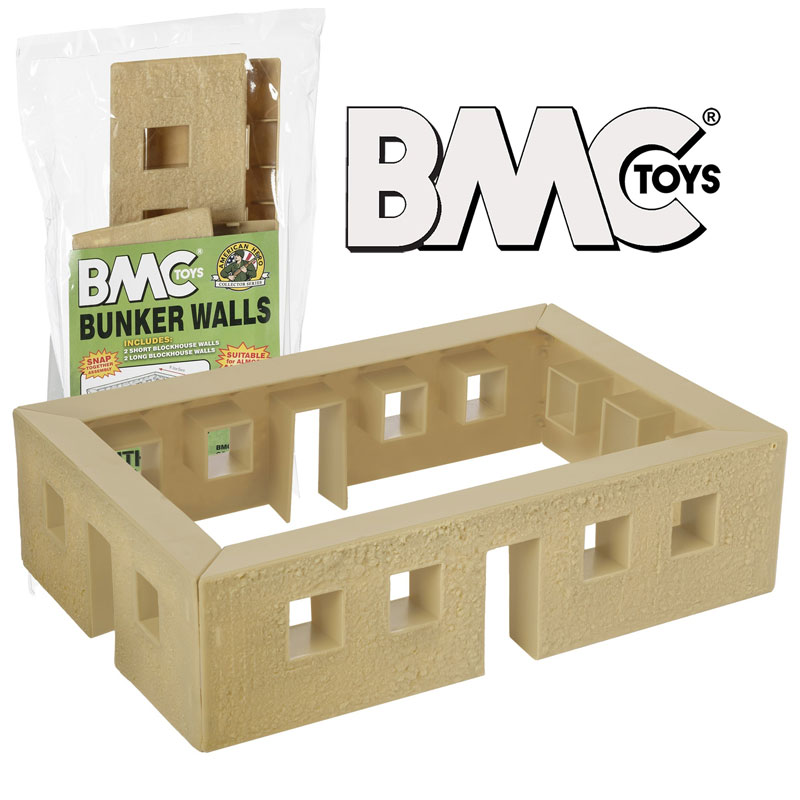 BMC WW2 Blockhouse Bunker Walls Tan Plastic Army Men Playset Building Accessory