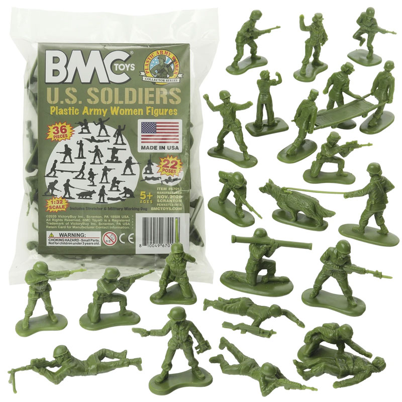 thumbnail image 2 of BMC 1:32 Scale 54mm US Marines Olive Green Plastic Toy Soldiers - 36 Piece Set For Iwo Jima Diorama (40034) 2 of 5