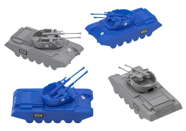 Classic Payton Anti-Aircraft Tanks - 4pc Blue vs. Gray