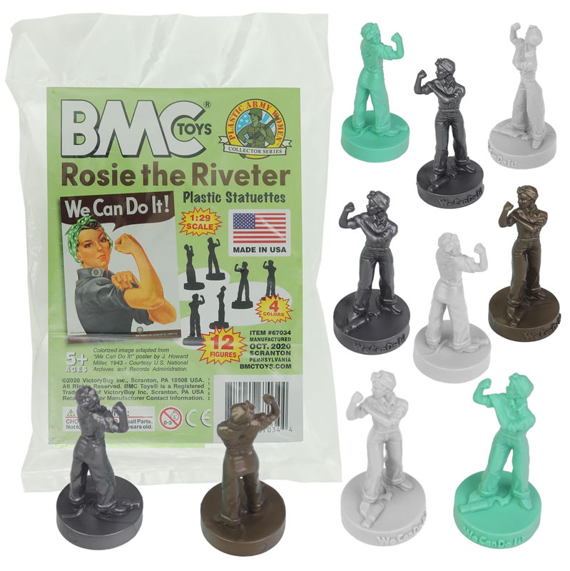 ROSIE the RIVETER Plastic Figures - 12pc Classic Statue Colors