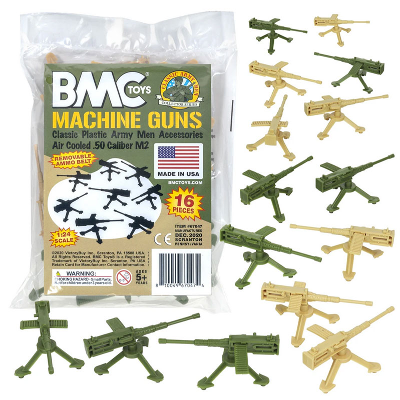 Classic MPC MACHINE GUNS - 16 Tan & Green Army Men Accessories