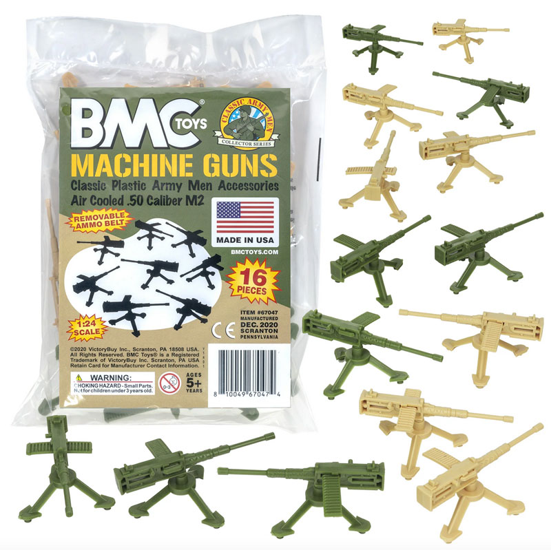 Classic MPC MACHINE GUNS - 16 Tan & Green Army Men Accessories