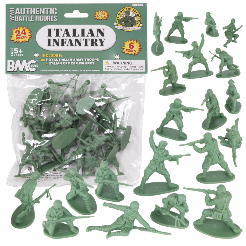 BMC Classic WWII Italian Plastic Army Men 24pc Gray-Green