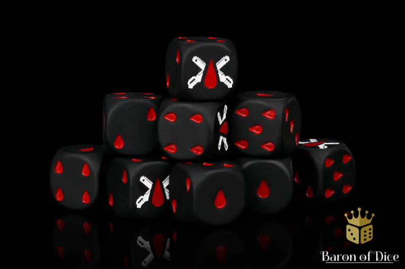 Baron of Dice Chain Blades Dice - Matte Black (25 dice)