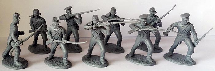 C.S. Militia Infantry in Shell Jackets in Gray Plastic