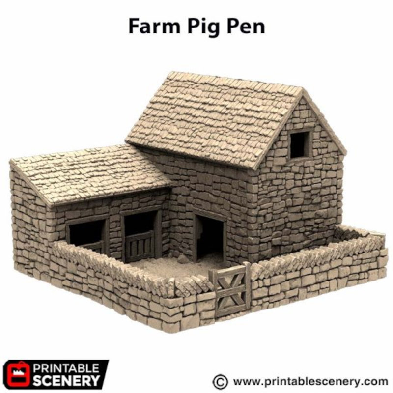 Farm Pig Pen - King and Country - Printable Scenery